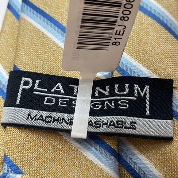 Platinum Designs gold blue white stripe 100 % polyester length 29 inches - Picture 4 of 6